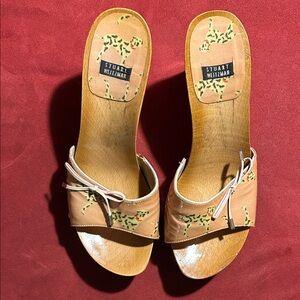 Stuart Weitzman Tan and Black Patterned Sandals